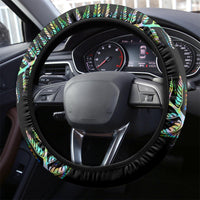 New Zealand Steering Wheel Cover Aotearoa Silver Fern Mixed Papua Shell Green Vibe LT9 - Polynesian Pride