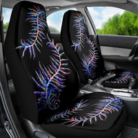 New Zealand Car Seat Cover Aotearoa Silver Fern Mixed Papua Shell Purple Vibe LT9 - Polynesian Pride