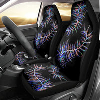 New Zealand Car Seat Cover Aotearoa Silver Fern Mixed Papua Shell Purple Vibe LT9 - Polynesian Pride