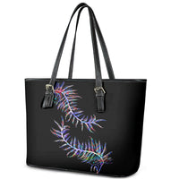 New Zealand Leather Tote Bag Aotearoa Silver Fern Mixed Papua Shell Purple Vibe LT9 - Polynesian Pride