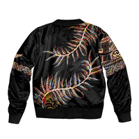 New Zealand Bomber Jacket Aotearoa Silver Fern Mixed Papua Shell Red Vibe LT9 - Polynesian Pride