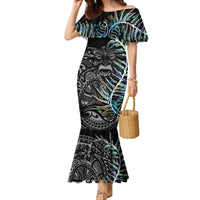 Custom New Zealand Rugby Family Matching Mermaid Dress and Hawaiian Shirt NZ Black Fern Champions History With Papua Shell LT9 Mom's Dress Black - Polynesian Pride