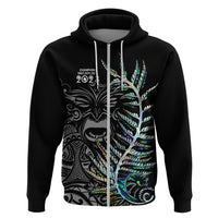 Custom New Zealand Rugby Hoodie NZ Black Fern Champions History With Papua Shell LT9 Zip Hoodie Black - Polynesian Pride