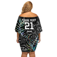 Custom New Zealand Rugby Off Shoulder Short Dress NZ Black Fern Champions History With Papua Shell LT9 - Polynesian Pride