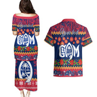 Personalised Guam Christmas Couples Matching Puletasi Dress and Hawaiian Shirt Felis Pusgua Santa Beach Polynesian Pattern LT9 - Polynesian Pride