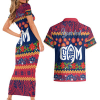 Personalised Guam Christmas Couples Matching Short Sleeve Bodycon Dress and Hawaiian Shirt Felis Pusgua Santa Beach Polynesian Pattern LT9 - Polynesian Pride