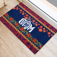 Personalised Guam Christmas Rubber Doormat Felis Pusgua Santa Beach Polynesian Pattern LT9 - Polynesian Pride
