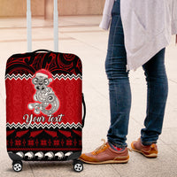 Personalised New Zealand Christmas Luggage Cover Maori Tiki Meri Kirihimete LT9 Red - Polynesian Pride