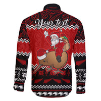 Personalised New Zealand Christmas Family Matching Long Sleeve Bodycon Dress and Hawaiian Shirt Kiwi Santa Claus Maori Meri Kirihimete LT9 - Polynesian Pride