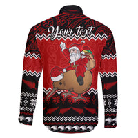Personalised New Zealand Christmas Family Matching Off Shoulder Long Sleeve Dress and Hawaiian Shirt Kiwi Santa Claus Maori Meri Kirihimete LT9 - Polynesian Pride