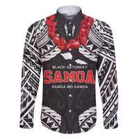 Samoa Black Saturday Family Matching Long Sleeve Bodycon Dress and Hawaiian Shirt Samoa mo Samoa with Black Ula Fala