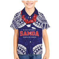 Samoa Black Saturday Family Matching Mermaid Dress and Hawaiian Shirt Samoa mo Samoa with Blue Ula Fala