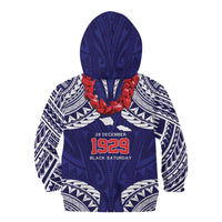 Samoa Black Saturday Kid Hoodie Samoa mo Samoa with Blue Ula Fala