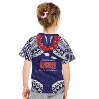 Samoa Black Saturday Kid T Shirt Samoa mo Samoa with Blue Ula Fala