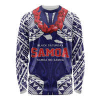 Samoa Black Saturday Long Sleeve Shirt Samoa mo Samoa with Blue Ula Fala