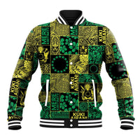 Cook Islands Mere Kiritimiti Baseball Jacket Pacific Patchwork Xmas Vibes - Polynesian Pride