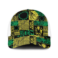 Cook Islands Mere Kiritimiti Baseball Net Cap Pacific Patchwork Xmas Vibes LT9 One Size White Green - Polynesian Pride