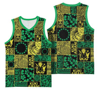 Cook Islands Mere Kiritimiti Basketball Jersey Pacific Patchwork Xmas Vibes - Polynesian Pride