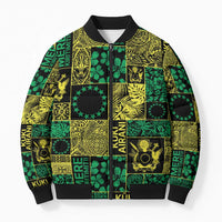 Cook Islands Mere Kiritimiti Bomber Puffer Jacket Pacific Patchwork Xmas Vibes - Polynesian Pride