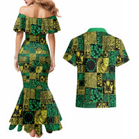 Cook Islands Mere Kiritimiti Couples Matching Mermaid Dress and Hawaiian Shirt Pacific Patchwork Xmas Vibes LT9 - Polynesian Pride