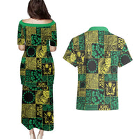 Cook Islands Mere Kiritimiti Couples Matching Puletasi and Hawaiian Shirt Pacific Patchwork Xmas Vibes LT9 - Polynesian Pride