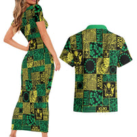 Cook Islands Mere Kiritimiti Couples Matching Short Sleeve Bodycon Dress and Hawaiian Shirt Pacific Patchwork Xmas Vibes LT9 - Polynesian Pride