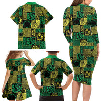 Cook Islands Mere Kiritimiti Family Matching Long Sleeve Bodycon Dress and Hawaiian Shirt Pacific Patchwork Xmas Vibes LT9 - Polynesian Pride