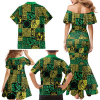 Cook Islands Mere Kiritimiti Family Matching Mermaid Dress and Hawaiian Shirt Pacific Patchwork Xmas Vibes - Polynesian Pride