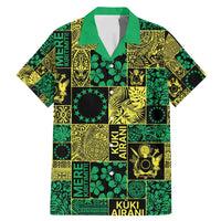 Cook Islands Mere Kiritimiti Family Matching Mermaid Dress and Hawaiian Shirt Pacific Patchwork Xmas Vibes LT9 Dad's Shirt - Short Sleeve Green - Polynesian Pride