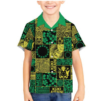 Cook Islands Mere Kiritimiti Family Matching Mermaid Dress and Hawaiian Shirt Pacific Patchwork Xmas Vibes LT9 Son's Shirt Green - Polynesian Pride