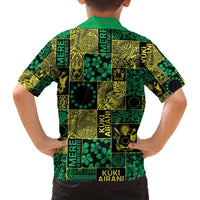 Cook Islands Mere Kiritimiti Family Matching Off The Shoulder Long Sleeve Dress and Hawaiian Shirt Pacific Patchwork Xmas Vibes - Polynesian Pride