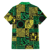 Cook Islands Mere Kiritimiti Family Matching Short Sleeve Bodycon Dress and Hawaiian Shirt Pacific Patchwork Xmas Vibes - Polynesian Pride