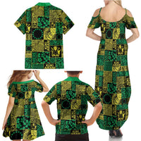 Cook Islands Mere Kiritimiti Family Matching Summer Maxi Dress and Hawaiian Shirt Pacific Patchwork Xmas Vibes - Polynesian Pride