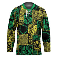 Cook Islands Mere Kiritimiti Hockey Jersey Pacific Patchwork Xmas Vibes LT9 Unisex Green - Polynesian Pride
