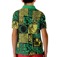 Cook Islands Mere Kiritimiti Kid Polo Shirt Pacific Patchwork Xmas Vibes LT9 - Polynesian Pride