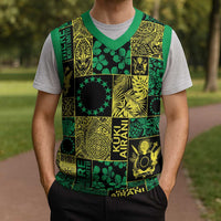 Cook Islands Mere Kiritimiti Christmas Knitted V-Neck Vest Pacific Patchwork Xmas Vibes - Polynesian Pride