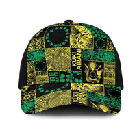 Cook Islands Mere Kiritimiti Mesh Trucker Cap Pacific Patchwork Xmas Vibes LT9 One Size Black Green - Polynesian Pride