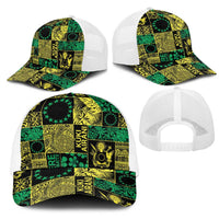 Cook Islands Mere Kiritimiti Mesh Trucker Cap Pacific Patchwork Xmas Vibes LT9 - Polynesian Pride