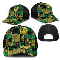 Cook Islands Mere Kiritimiti Mesh Trucker Cap Pacific Patchwork Xmas Vibes LT9 - Polynesian Pride