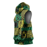 Cook Islands Mere Kiritimiti Sleeveless Hoodie Pacific Patchwork Xmas Vibes - Polynesian Pride