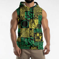 Cook Islands Mere Kiritimiti Sleeveless Hoodie Pacific Patchwork Xmas Vibes - Polynesian Pride
