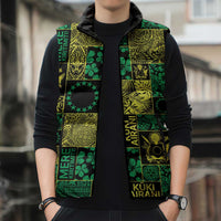 Cook Islands Mere Kiritimiti Sleeveless Puffer Jacket Pacific Patchwork Xmas Vibes - Polynesian Pride