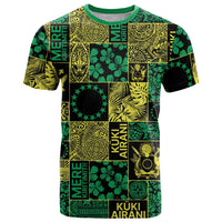 Cook Islands Mere Kiritimiti T Shirt Pacific Patchwork Xmas Vibes LT9 Green - Polynesian Pride