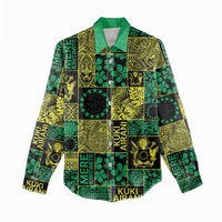 Cook Islands Mere Kiritimiti Women Casual Shirt Pacific Patchwork Xmas Vibes - Polynesian Pride