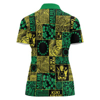 Cook Islands Mere Kiritimiti Women Polo Shirt Pacific Patchwork Xmas Vibes LT9 - Polynesian Pride