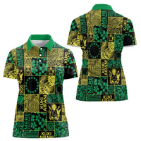 Cook Islands Mere Kiritimiti Women Polo Shirt Pacific Patchwork Xmas Vibes LT9 - Polynesian Pride