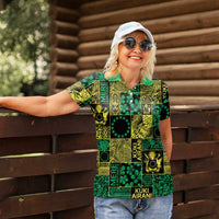 Cook Islands Mere Kiritimiti Women Polo Shirt Pacific Patchwork Xmas Vibes LT9 - Polynesian Pride