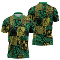Cook Islands Mere Kiritimiti Zipper Polo Shirt Pacific Patchwork Xmas Vibes LT9 - Polynesian Pride