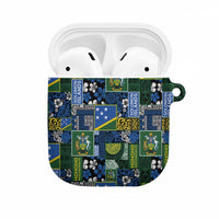 Solomon Islands Meri Kirihimete AirPods Case Pacific Patchwork Xmas Vibes LT9 Blue - Polynesian Pride