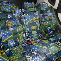 Solomon Islands Meri Kirihimete Back Car Seat Cover Pacific Patchwork Xmas Vibes - Polynesian Pride